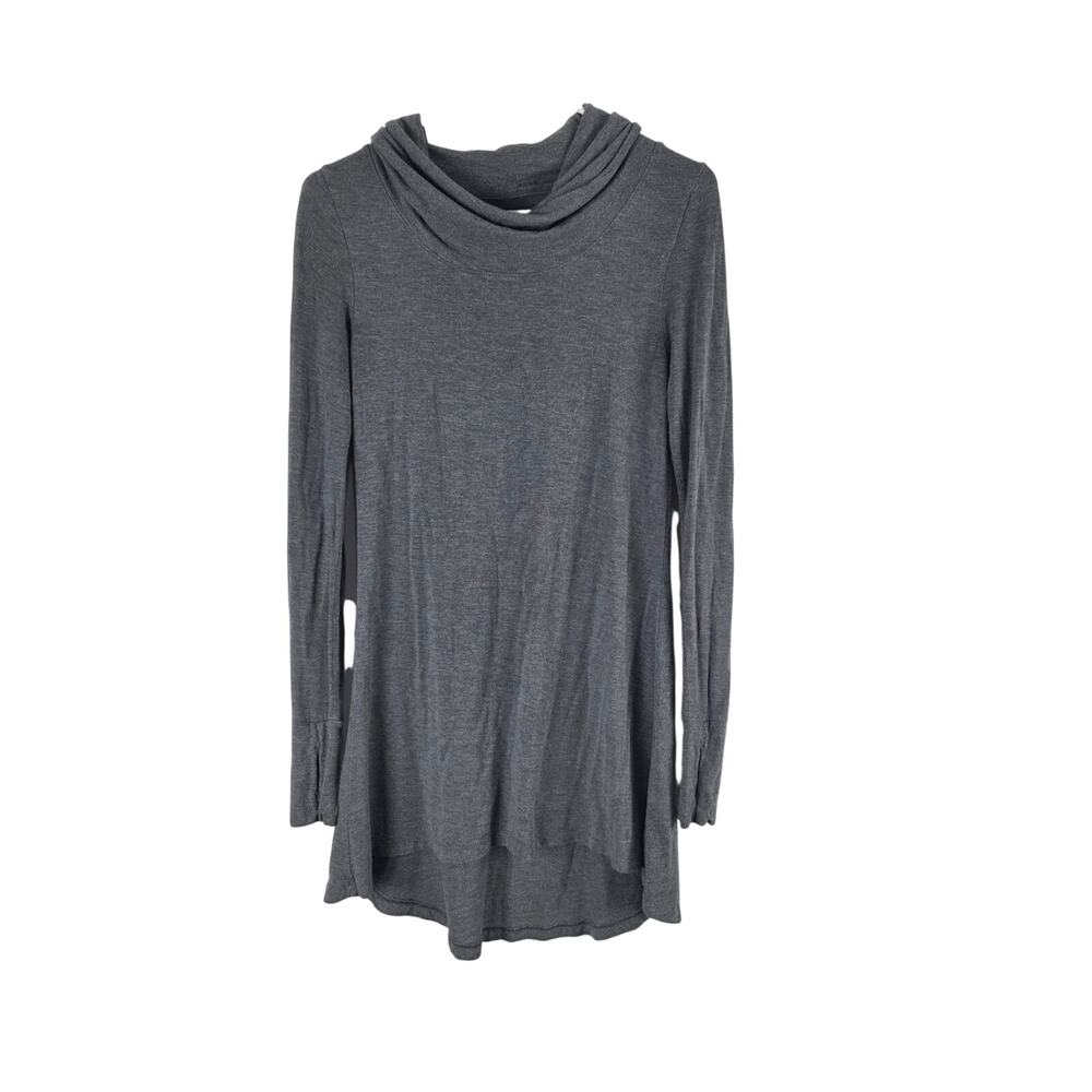 Cuddle Duds Cowl Neck Tunic Mini Dress XS Womens Midi Gray Long Sleeve Stretchy